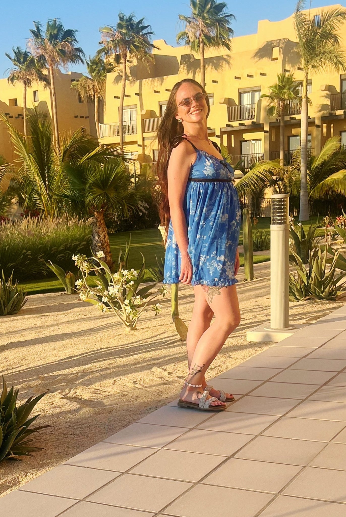 Marine Floral Swing Mini Dress | Breezy Nautical Summer Style - Bella Blossom Boutique
