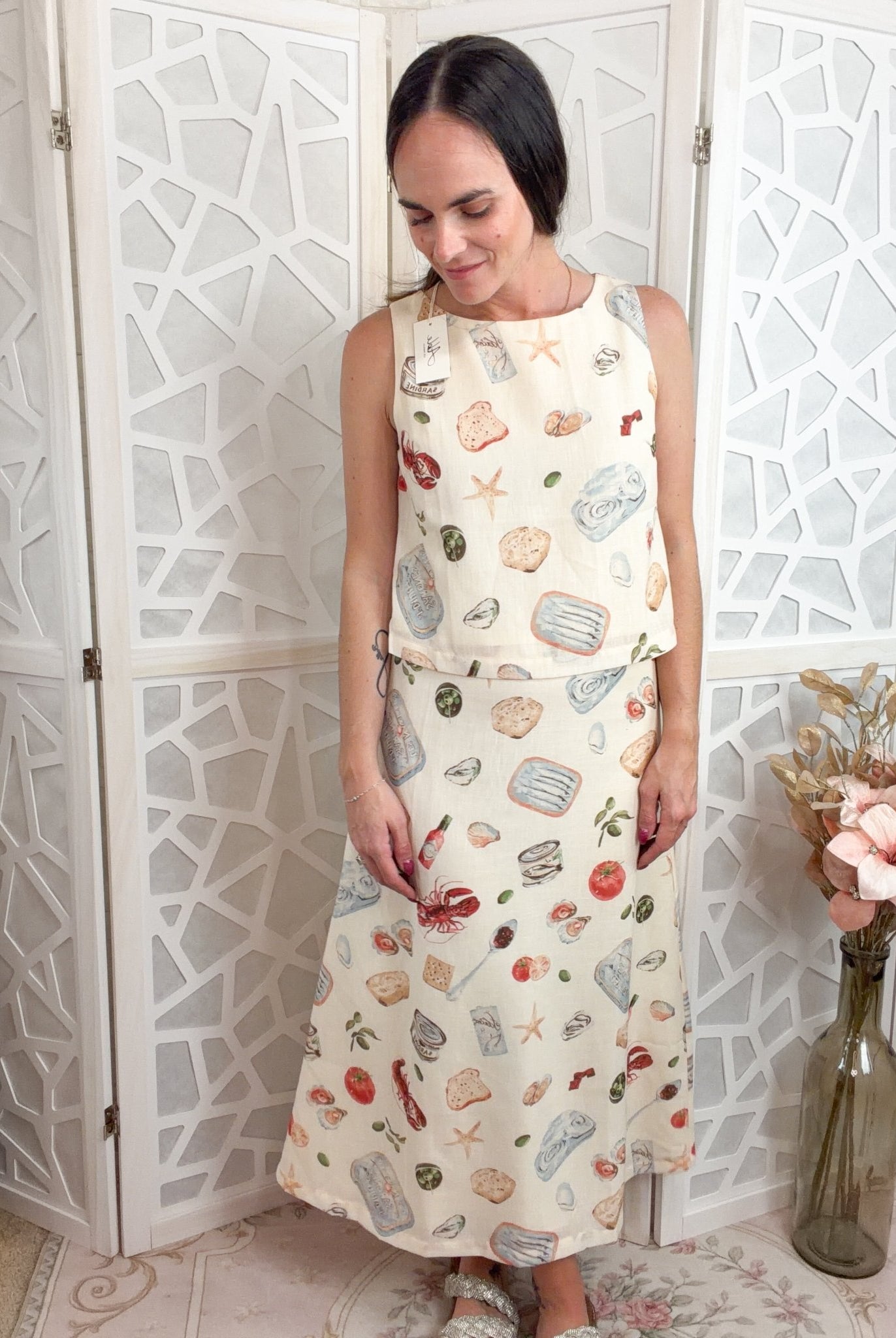 Mediterranean Coastal Seafood Print Matching Set - Bella Blossom Boutique