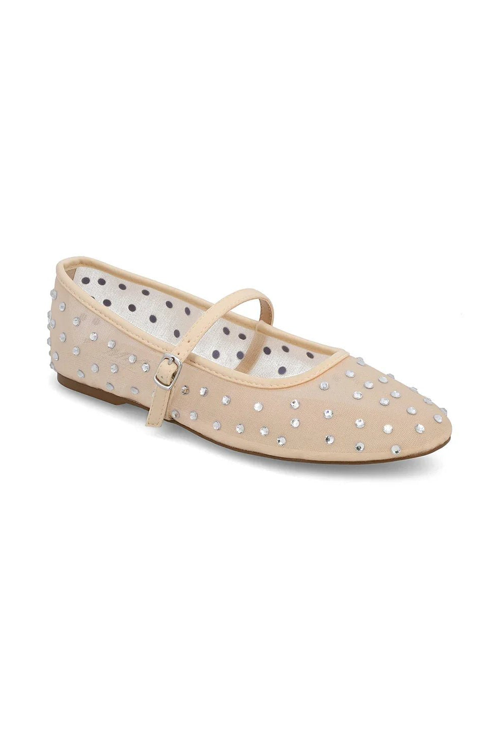 MIA Rhinestone Mesh Ballet Flats – Crystal Mary Janes - Bella Blossom Boutique