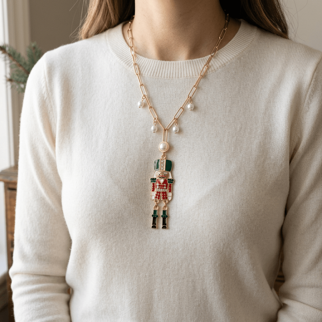 Nutcracker Pendant Pearl Necklace - Bella Blossom Boutique
