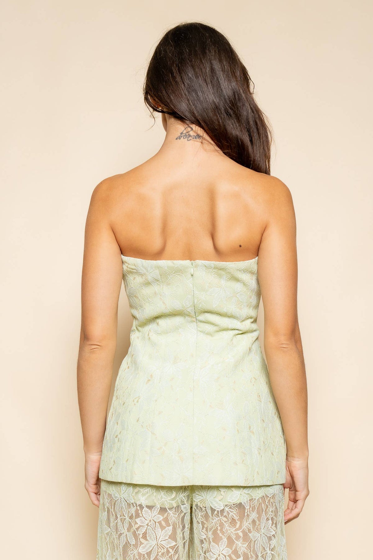 Pale Green Lace Strapless Tube Top - Bella Blossom Boutique