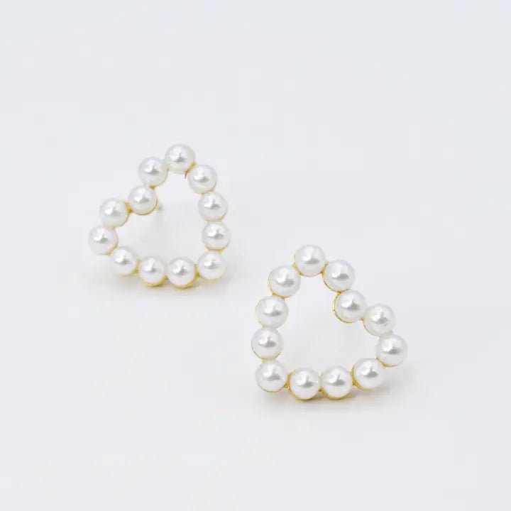 Pearl Heart Stud Earrings – Romantic & Timeless Elegance - Bella Blossom Boutique