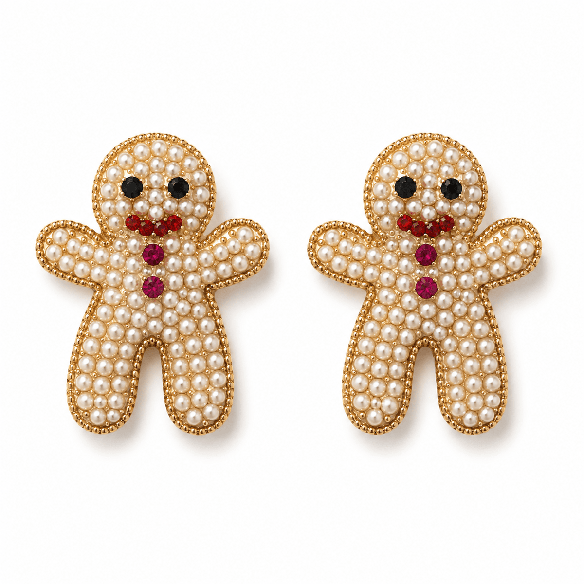 Pearl Studded Gingerbread Earrings - Bella Blossom Boutique