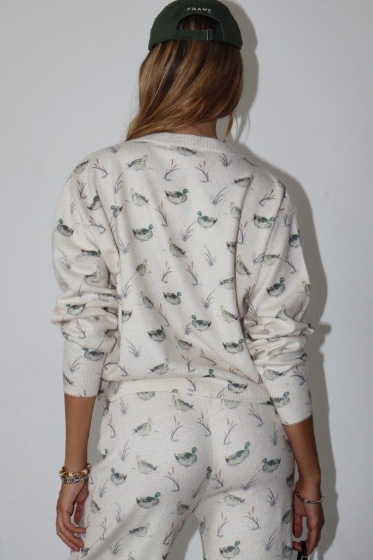 Quack Me Up | Vintage Duck Print Premium Wool Cardigan - Bella Blossom Boutique