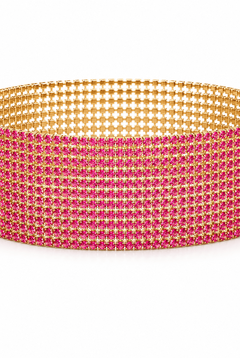 Radiant Fuchsia Multi-Strand Rhinestone Bracelet Set – Bold Pink Sparkle - Bella Blossom Boutique