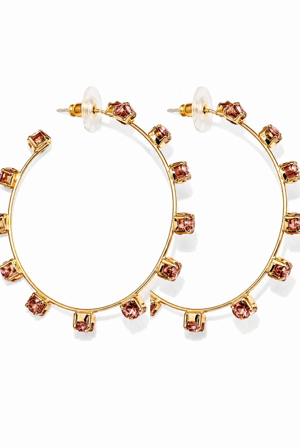 Radiant Rose Crystal Gold-Tone Hoop Earrings - Bella Blossom Boutique
