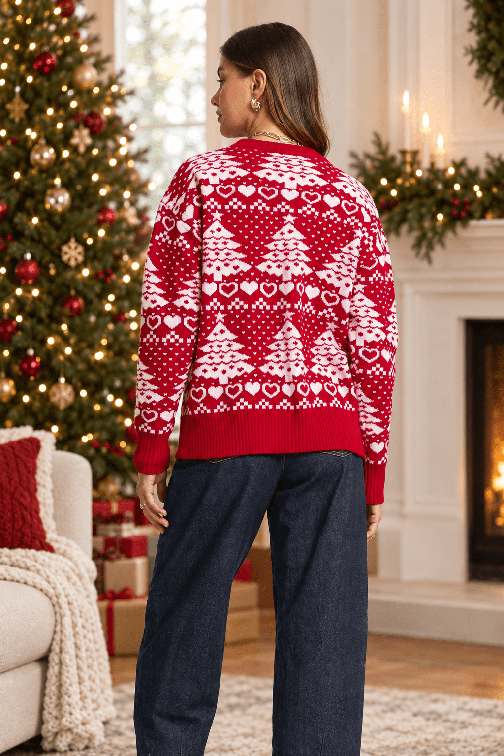 Red Christmas Tree Holiday Sweater - Bella Blossom Boutique