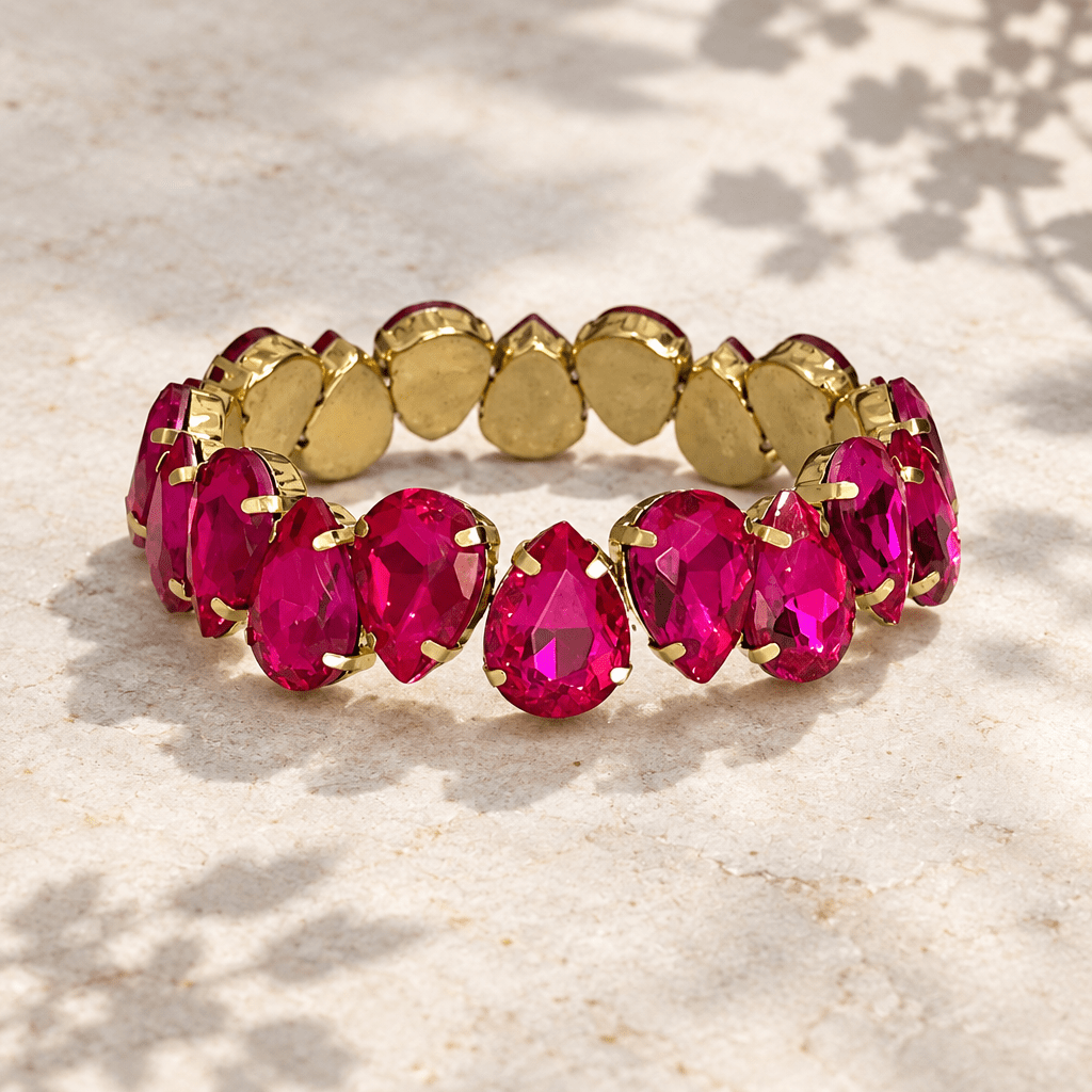 Rhinestone Teardrop Bracelet-Stretch Design - Bella Blossom Boutique