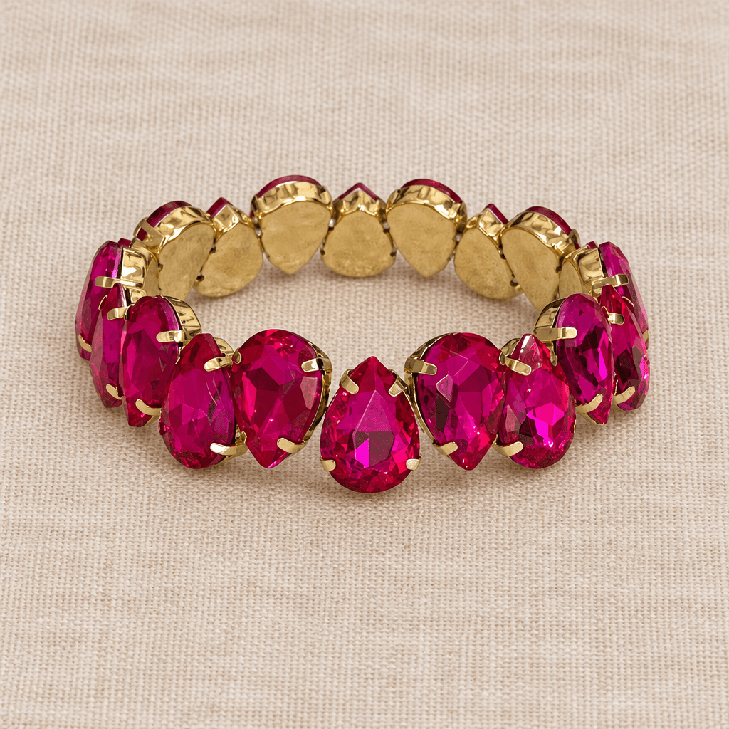 Rhinestone Teardrop Bracelet-Stretch Design - Bella Blossom Boutique