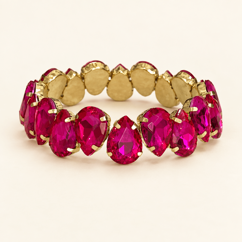 Rhinestone Teardrop Bracelet-Stretch Design - Bella Blossom Boutique