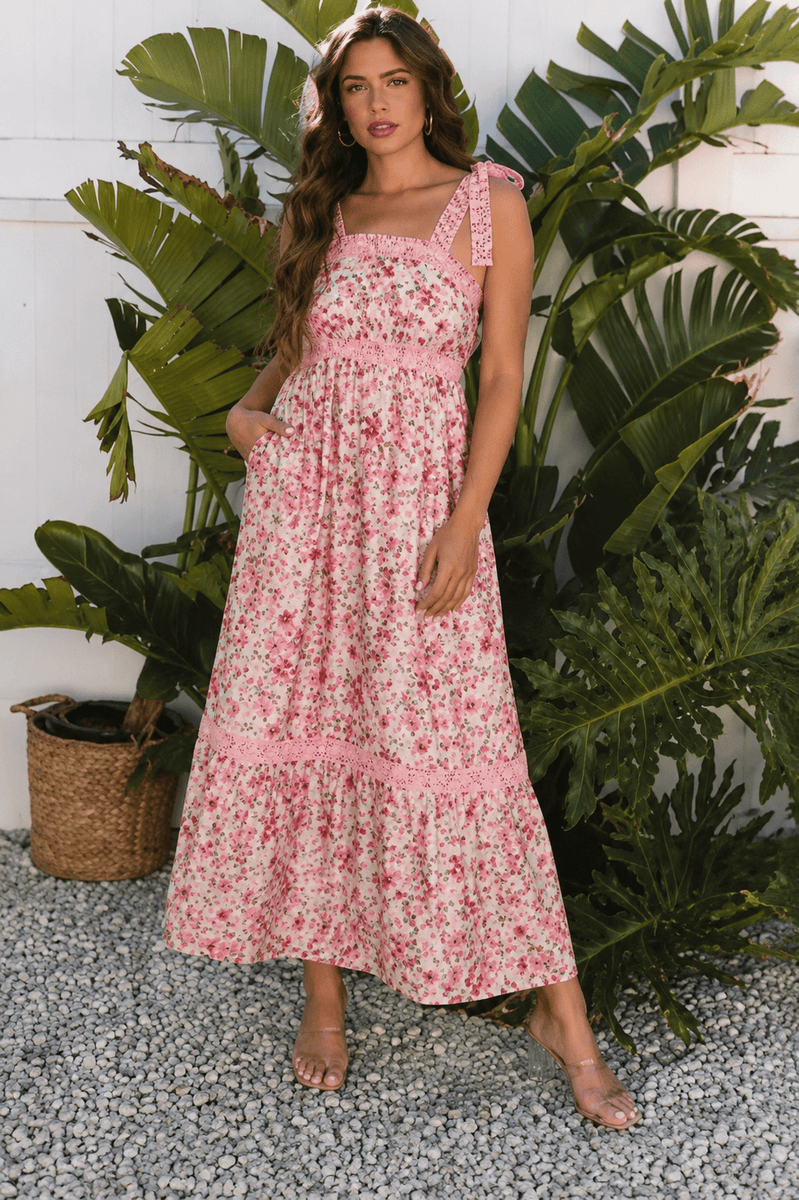 rosalie cream floral tiered dress Alabaster floral tiered maxi