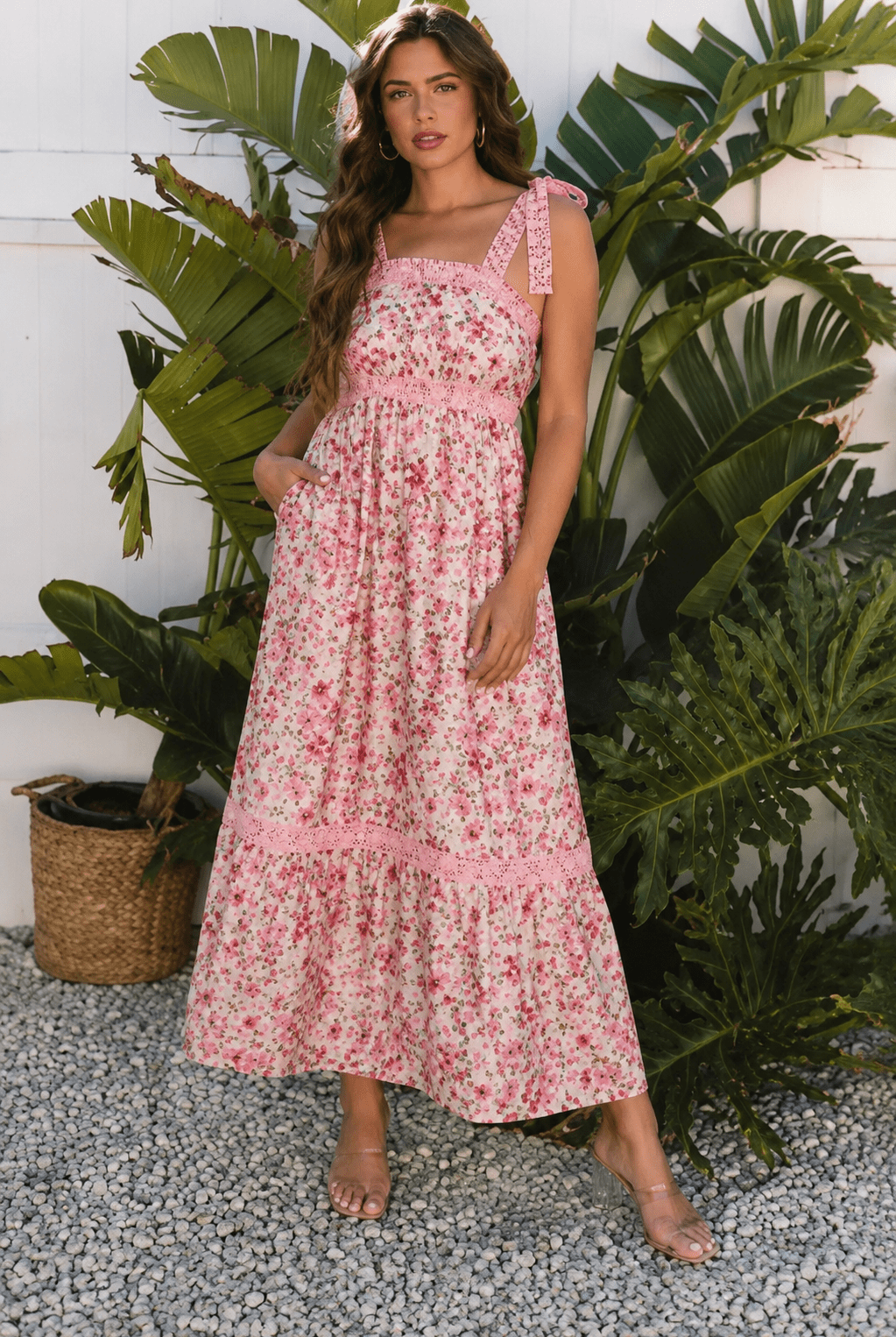 Rosalie Floral Lace Tiered Maxi Dress - Bella Blossom Boutique