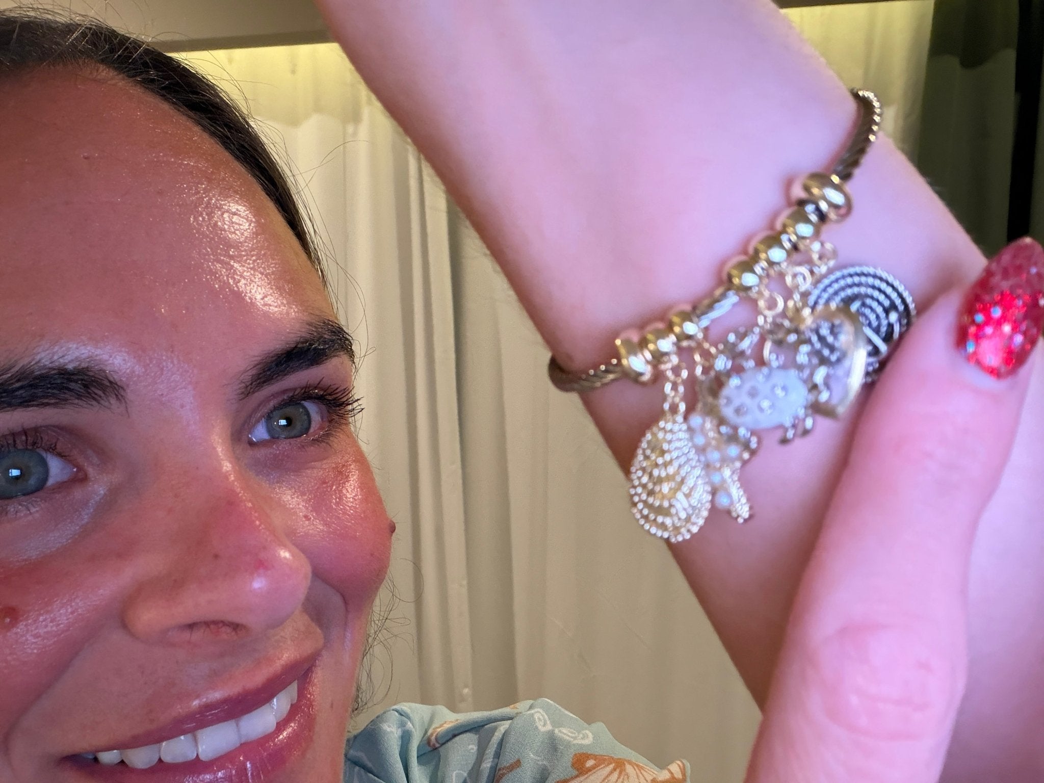 Saltwater Charm Bangle: Coastal Gold Beach Bracelet - Bella Blossom Boutique