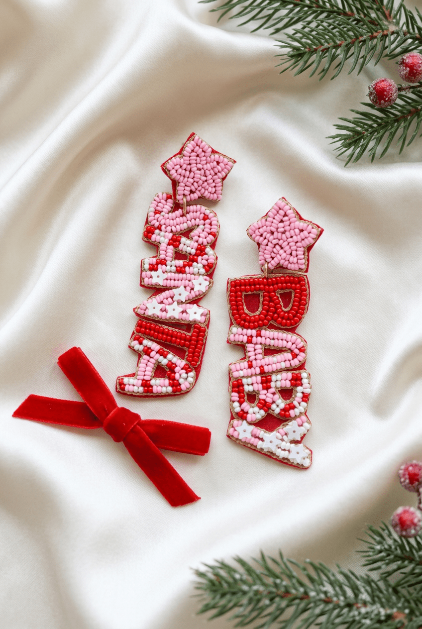 Santa Baby Beaded Statement Earrings | Festive Christmas Holiday Jewelry - Bella Blossom Boutique