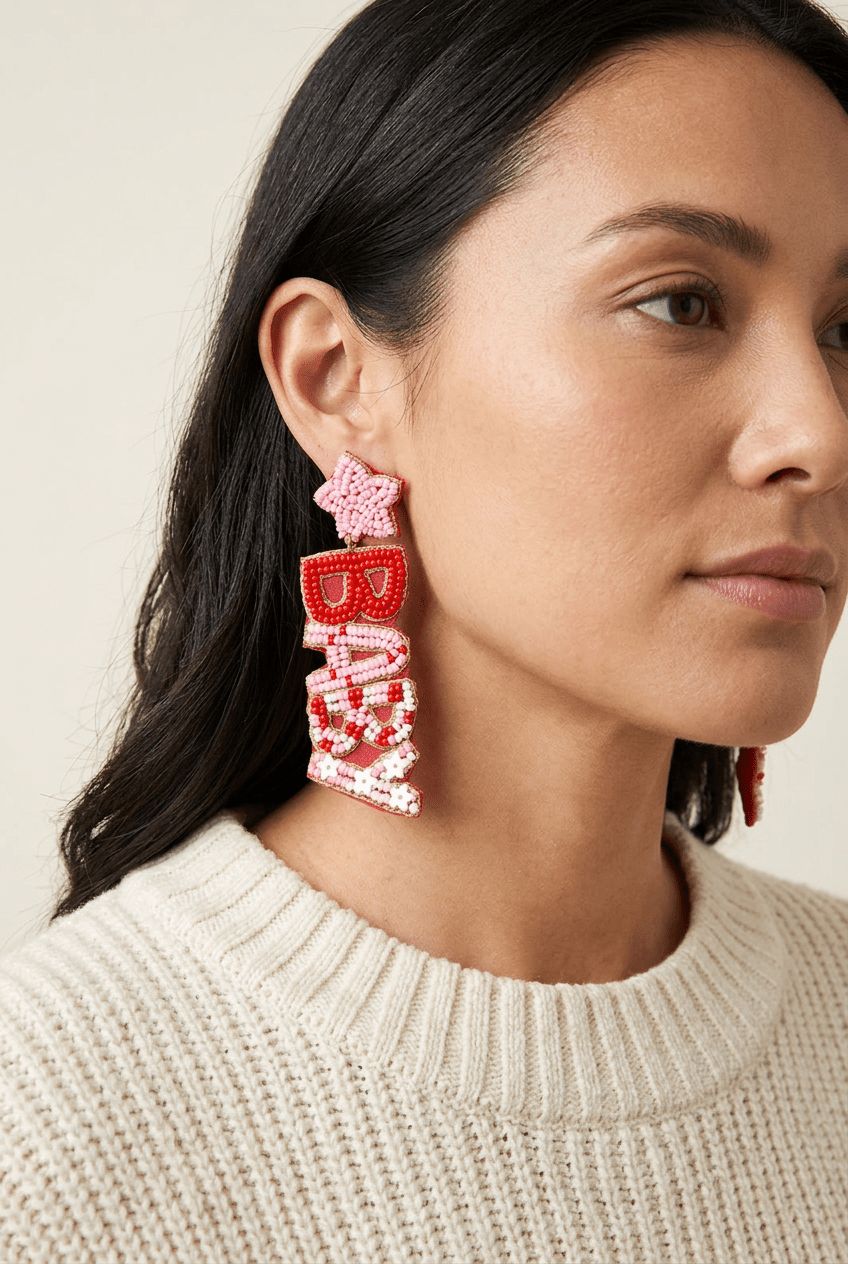 Santa Baby Beaded Statement Earrings | Festive Christmas Holiday Jewelry - Bella Blossom Boutique