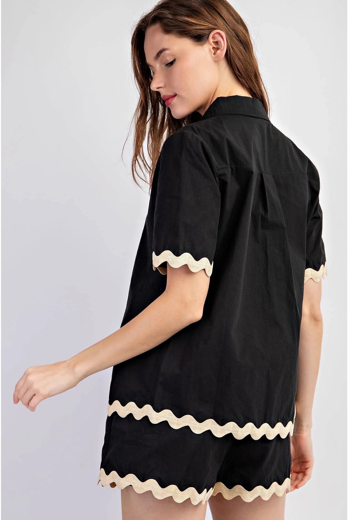 Scalloped Wave Trim Two - Piece Summer Shorts Set - Bella Blossom Boutique