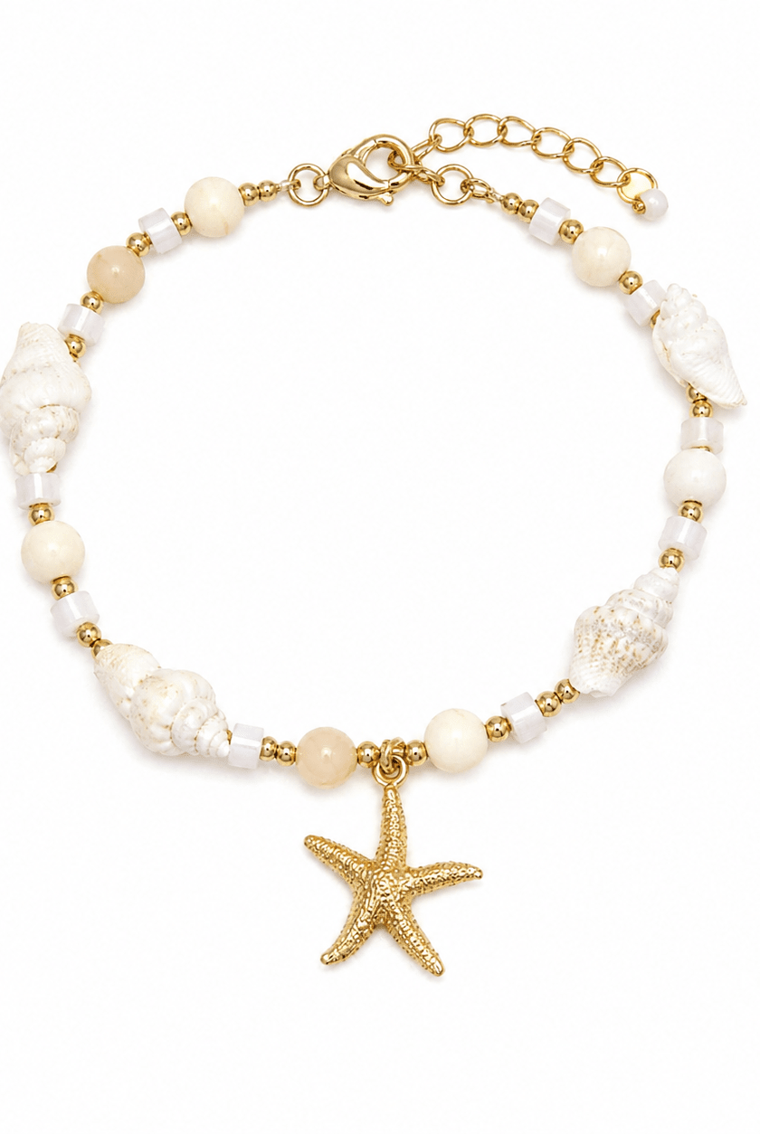 Seaside Bliss: Starfish & Seashell Charm Coastal Bracelet - Bella Blossom Boutique