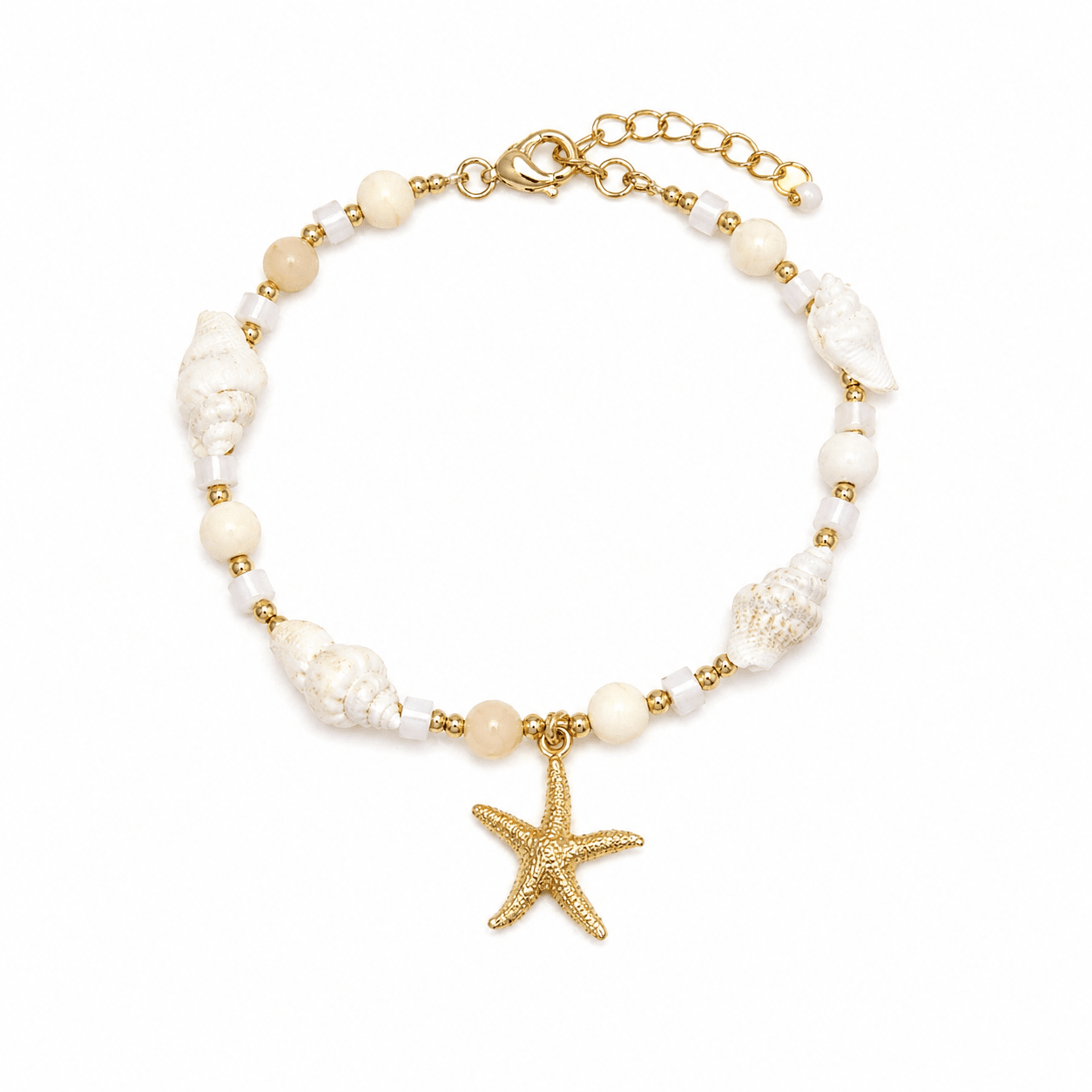Seaside Bliss: Starfish & Seashell Charm Coastal Bracelet - Bella Blossom Boutique