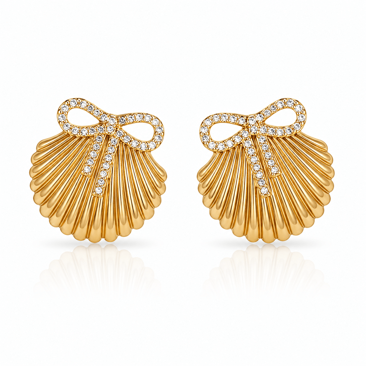 Seaside Sparkle Shell & Bow Earrings – Coastal Chic Jewelry - Bella Blossom Boutique