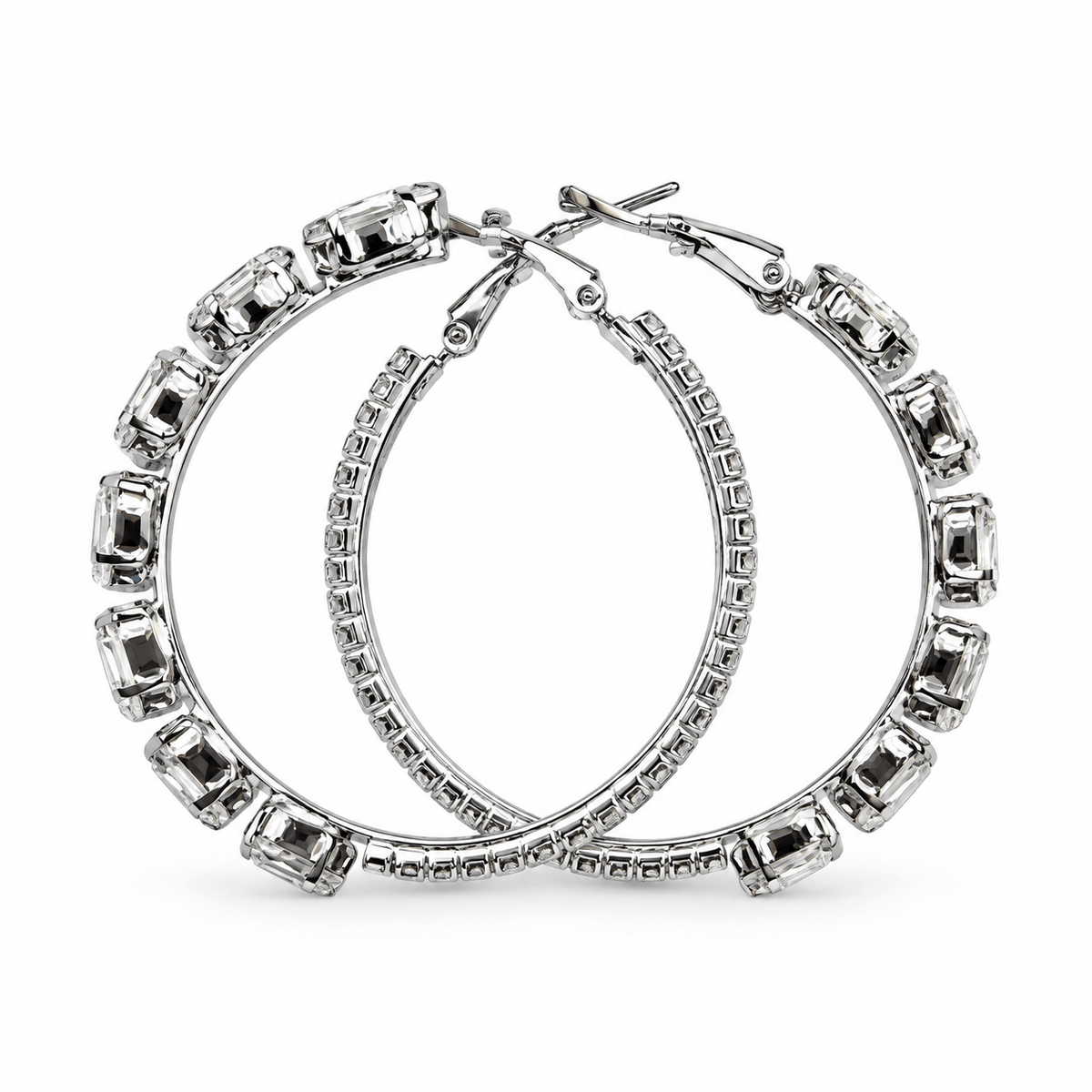 Shimmering Oval Rhinestone Hoops - Bella Blossom Boutique