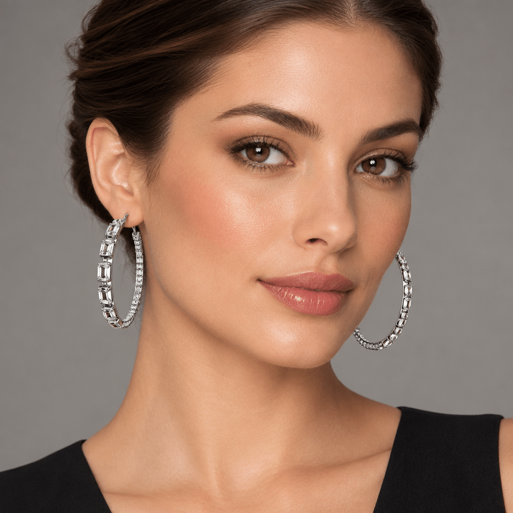 Shimmering Oval Rhinestone Hoops - Bella Blossom Boutique