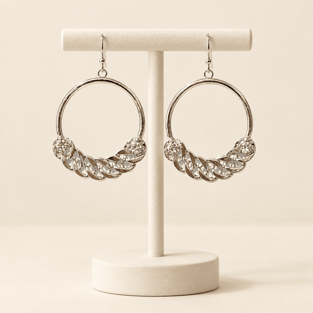 Silver Rhinestone Curb Chain Earrings - Bella Blossom Boutique