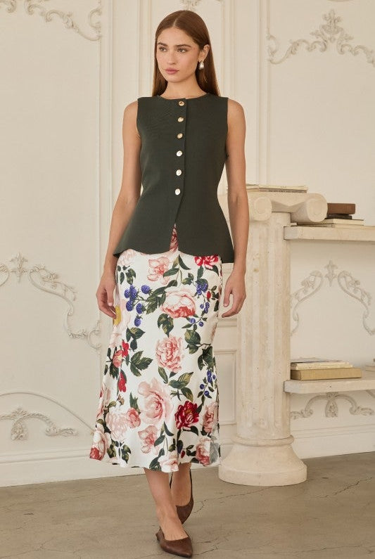 Sleeveless Button - Down Peplum Knit Top – Chic & Tailored - Bella Blossom Boutique