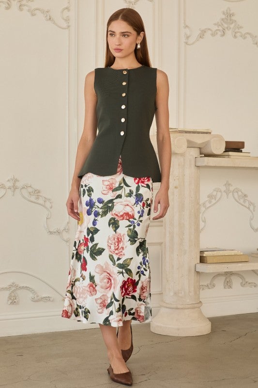 Sleeveless Button - Down Peplum Knit Top – Chic & Tailored - Bella Blossom Boutique