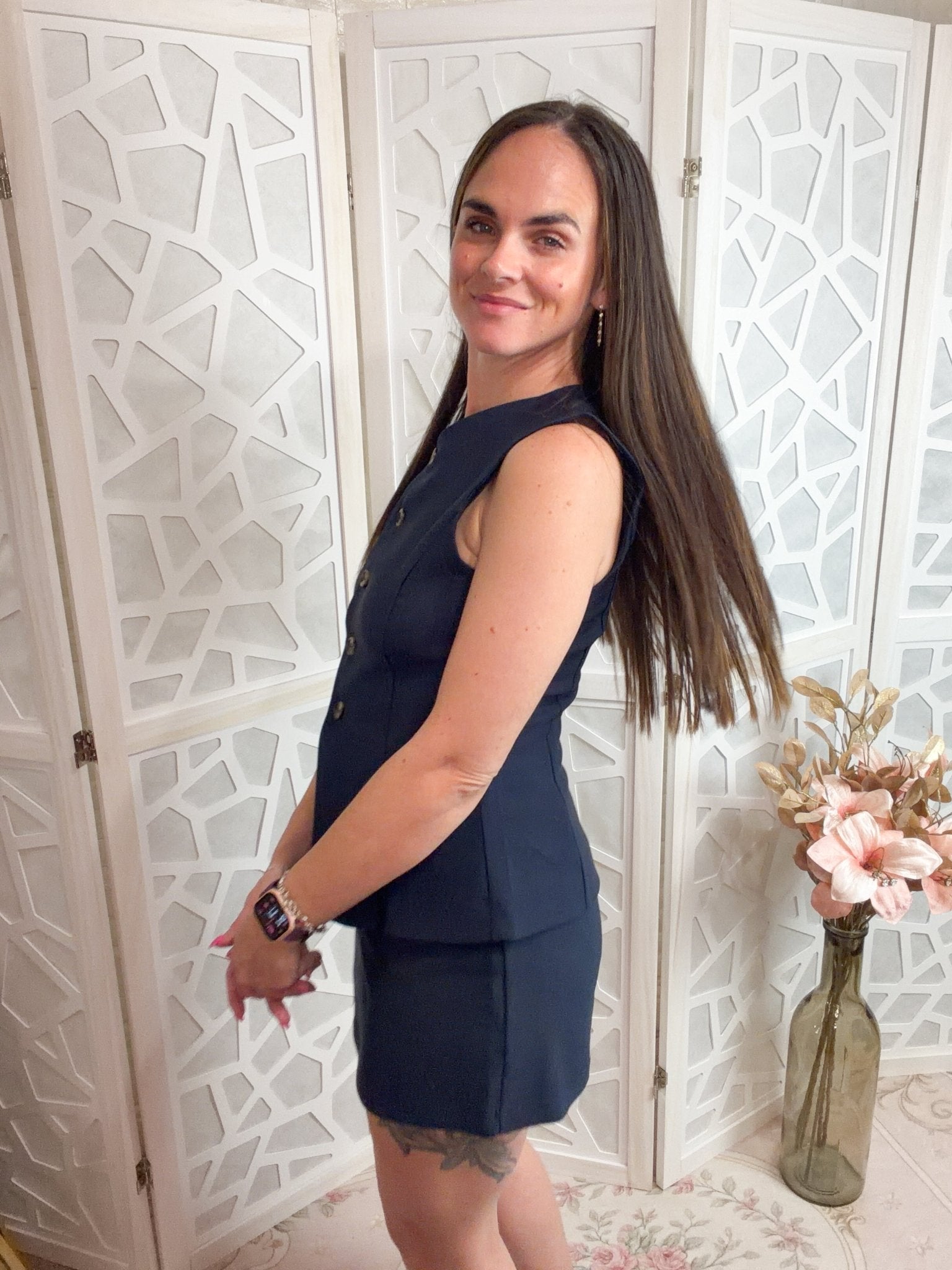 Sloane Tailored Vest & Belted Mini Skirt 2 - Piece Set - Bella Blossom Boutique