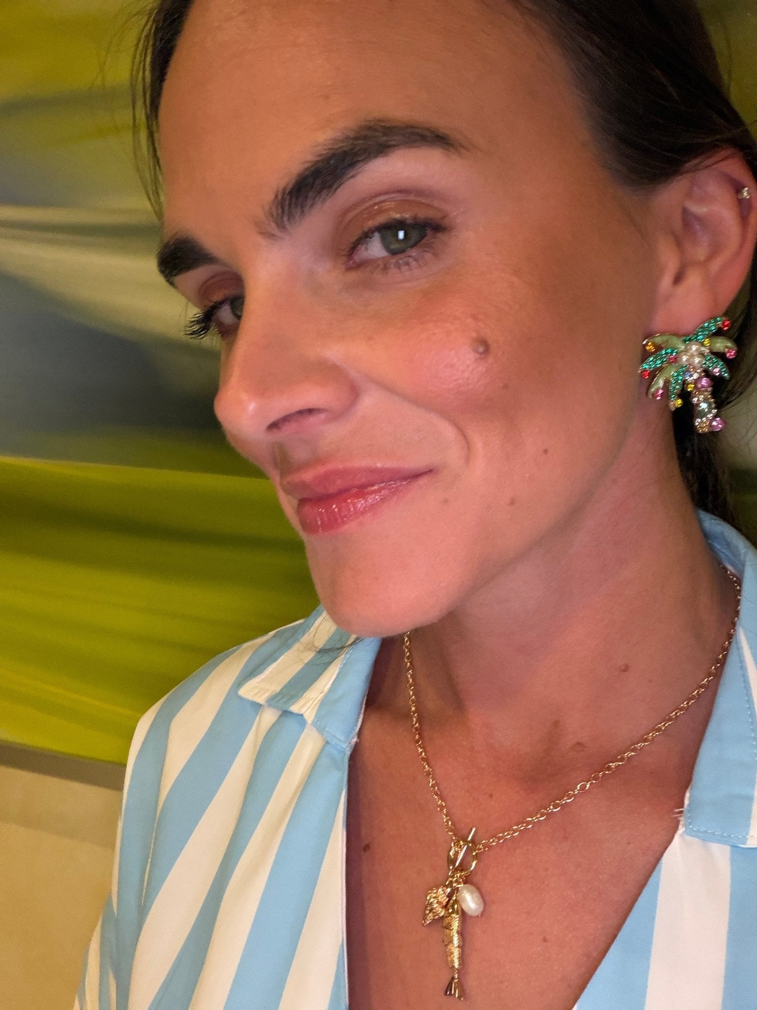 Sparkling Island Palm Tree Earrings – Tropical Vacation Jewelry - Bella Blossom Boutique