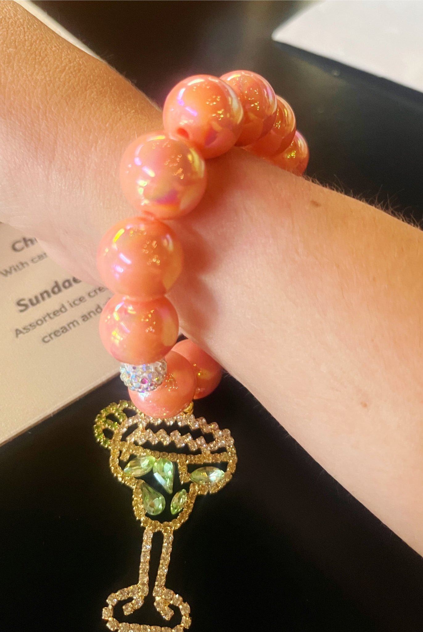 Sparkling Martini Charm Beaded Bracelet – Happy Hour Chic - Bella Blossom Boutique