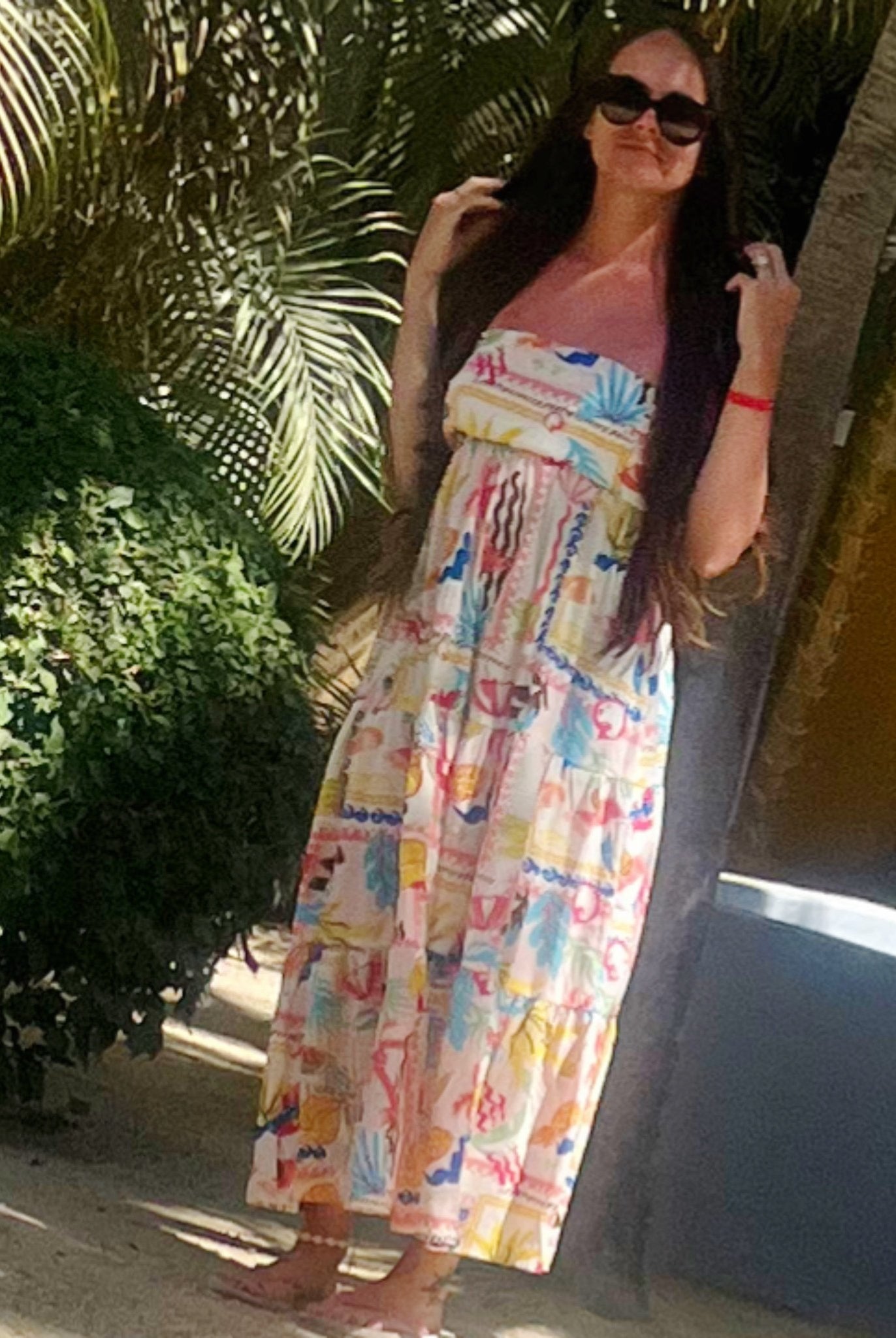 Sunkissed Tropical Fruit Strapless Maxi Dress - Bella Blossom Boutique