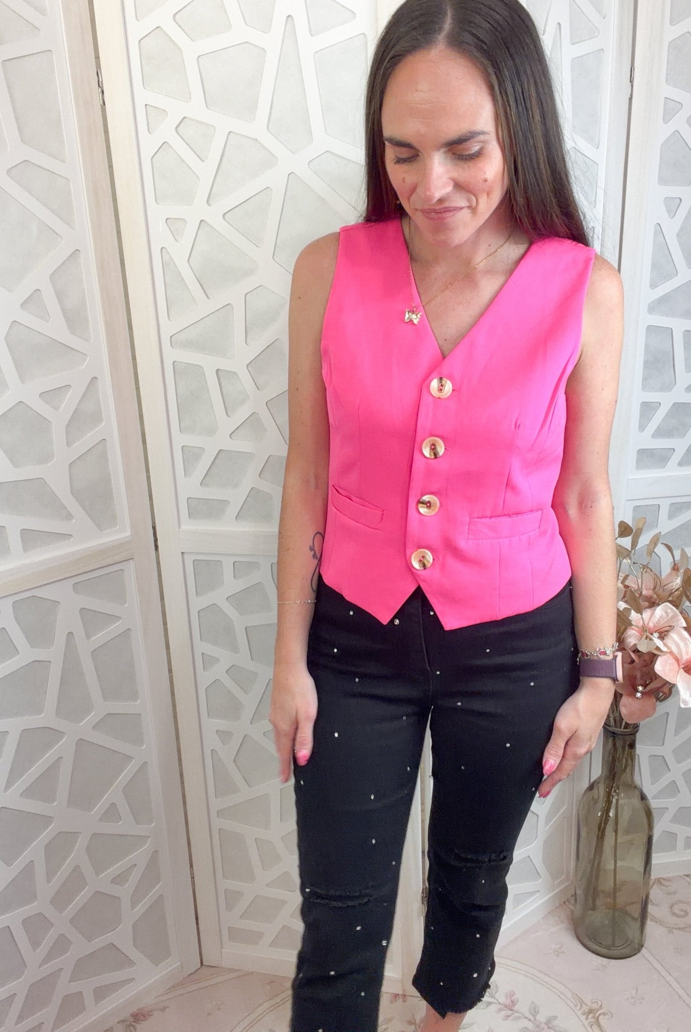 Tailored Button - Down Vest: The Ultimate Versatile Layering Piece - Bella Blossom Boutique