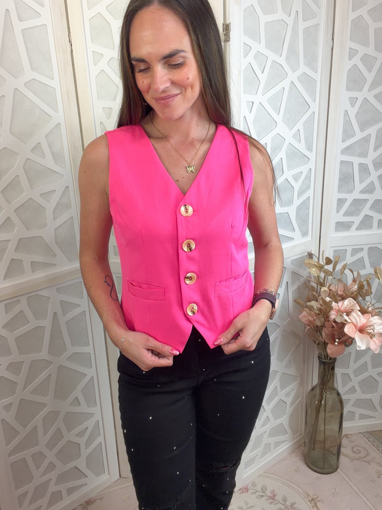 Tailored Button - Down Vest: The Ultimate Versatile Layering Piece - Bella Blossom Boutique