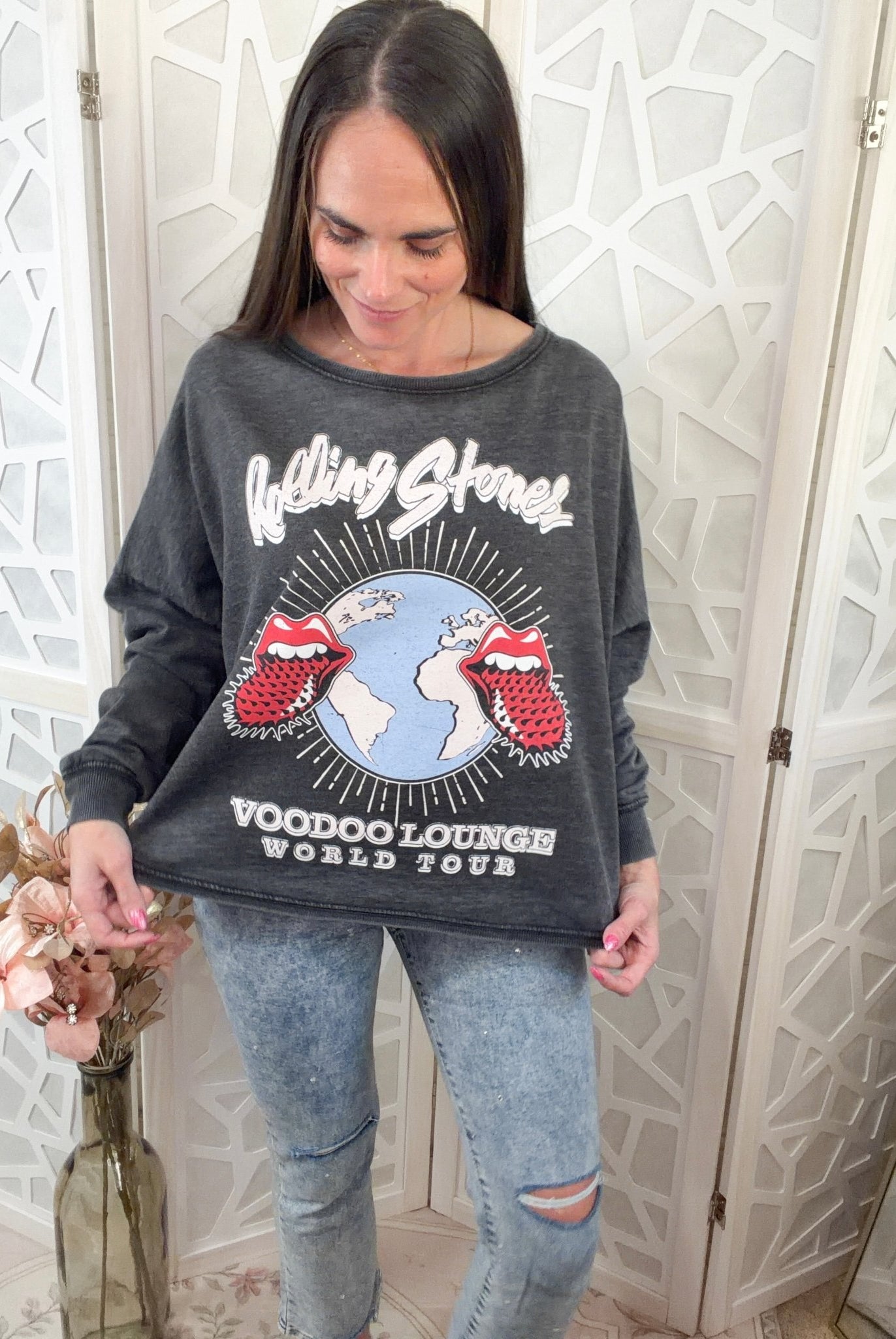 The Rolling Stones Voodoo Lounge World Tour Oversized Pullover - Bella Blossom Boutique