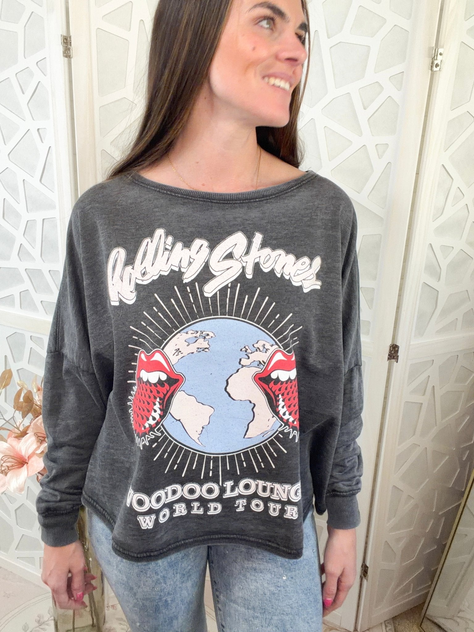 The Rolling Stones Voodoo Lounge World Tour Oversized Pullover - Bella Blossom Boutique