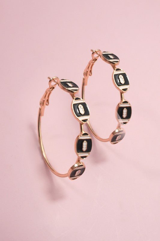 Touchdown Glam: Gold Gameday Football Hoop Earrings - Bella Blossom Boutique
