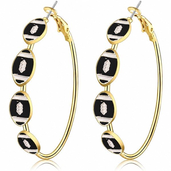 Touchdown Glam: Gold Gameday Football Hoop Earrings - Bella Blossom Boutique