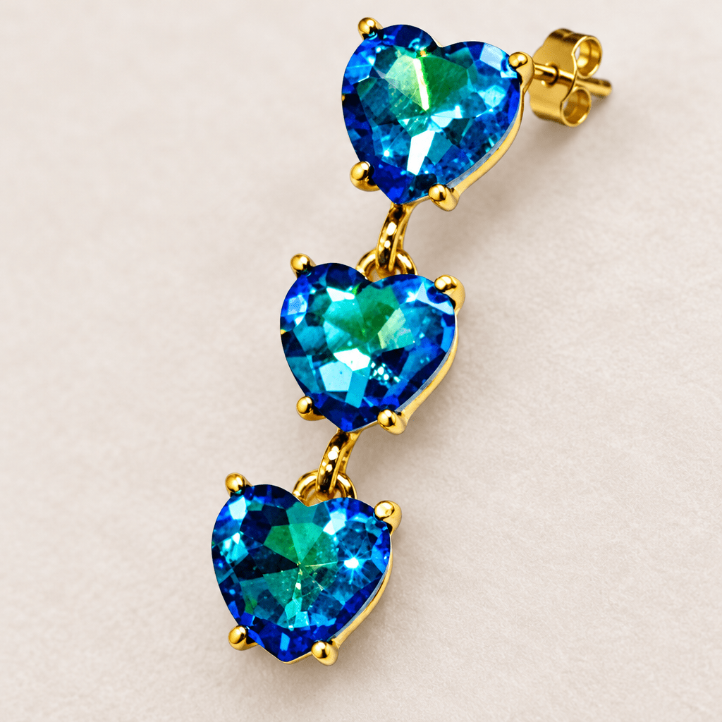 Triple Heart Rhinestone Earrings - Bella Blossom Boutique