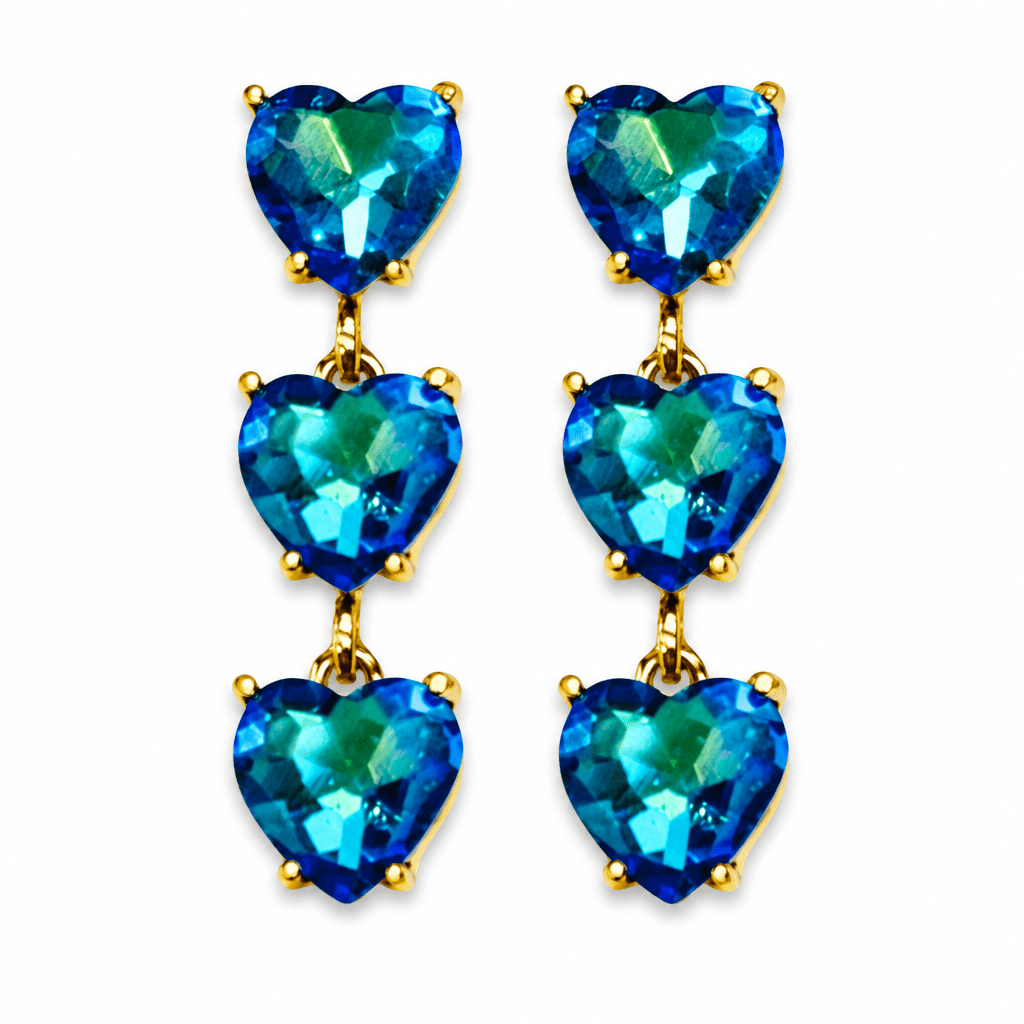 Triple Heart Rhinestone Earrings - Bella Blossom Boutique