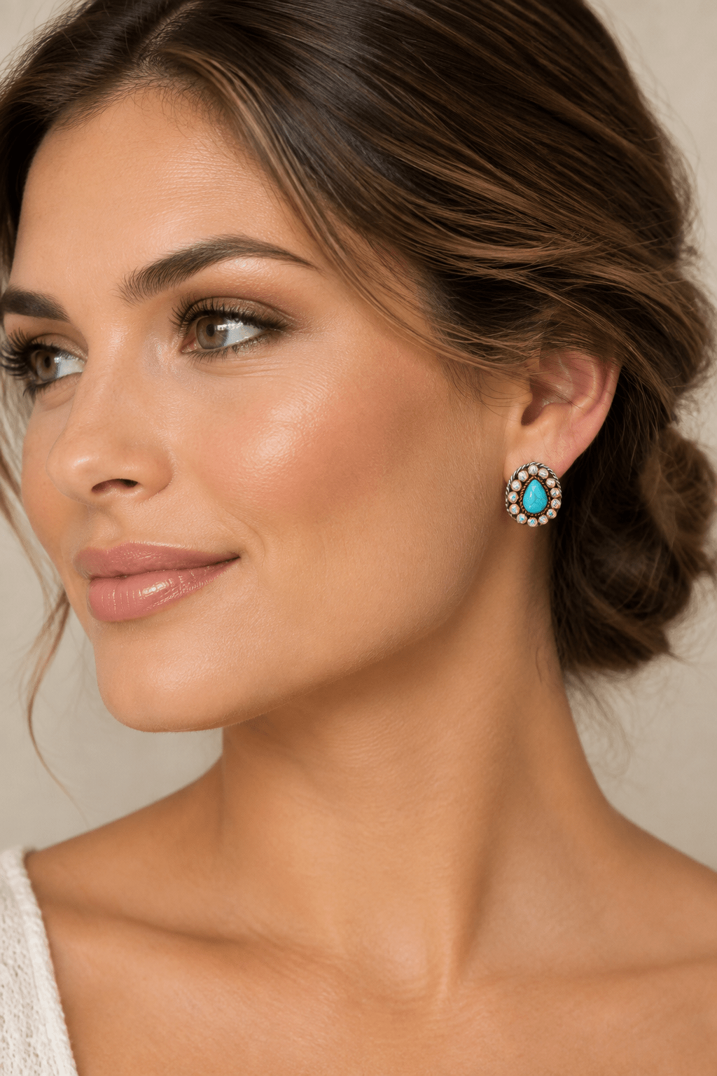 Turquoise Western Stone Teardrop Stud Earrings - Bella Blossom Boutique