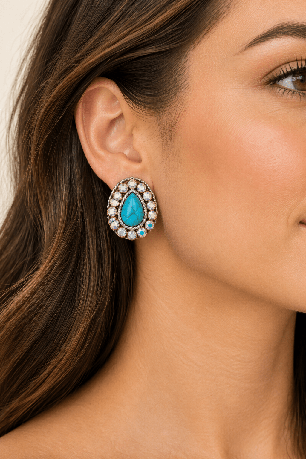 Turquoise Western Stone Teardrop Stud Earrings - Bella Blossom Boutique