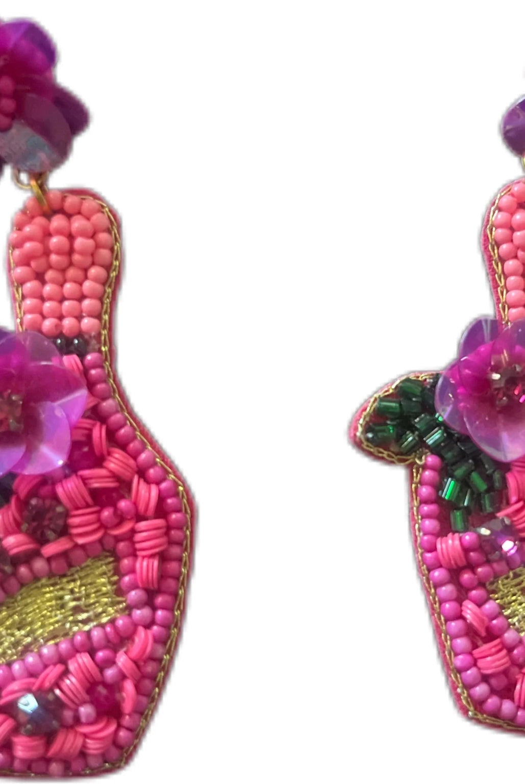 Vibrant Beaded Wine Bottle & Flower Statement Earrings - Bella Blossom Boutique