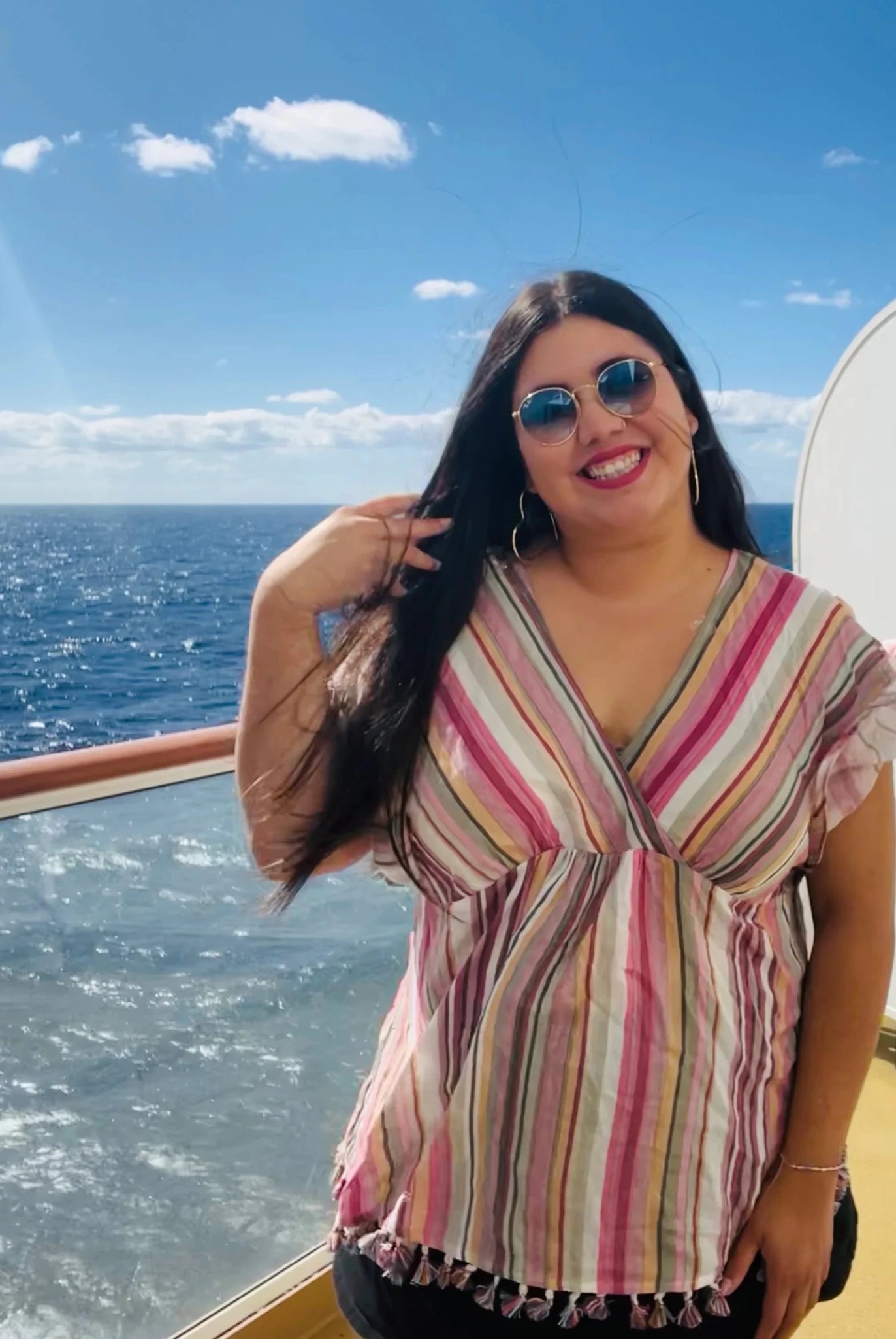 Vibrant Plus Size Striped Crinkle Boho Tassel Top - Bella Blossom Boutique