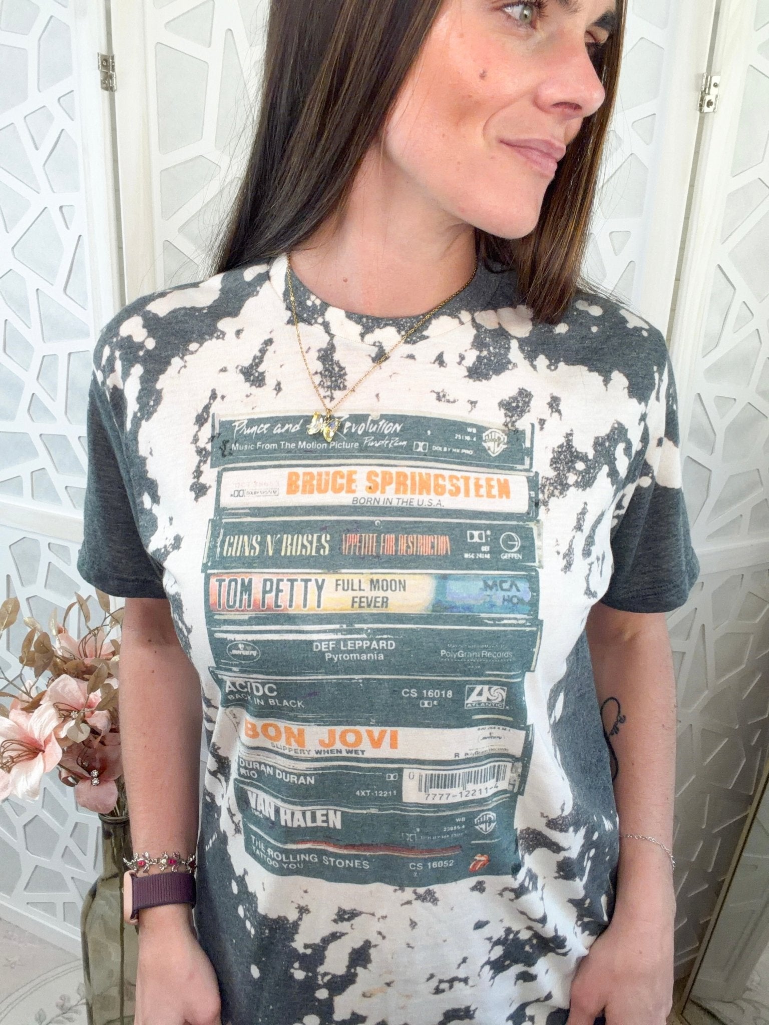 Vintage 80s Rock Cassette Tape Stack Graphic Tee - Bella Blossom Boutique