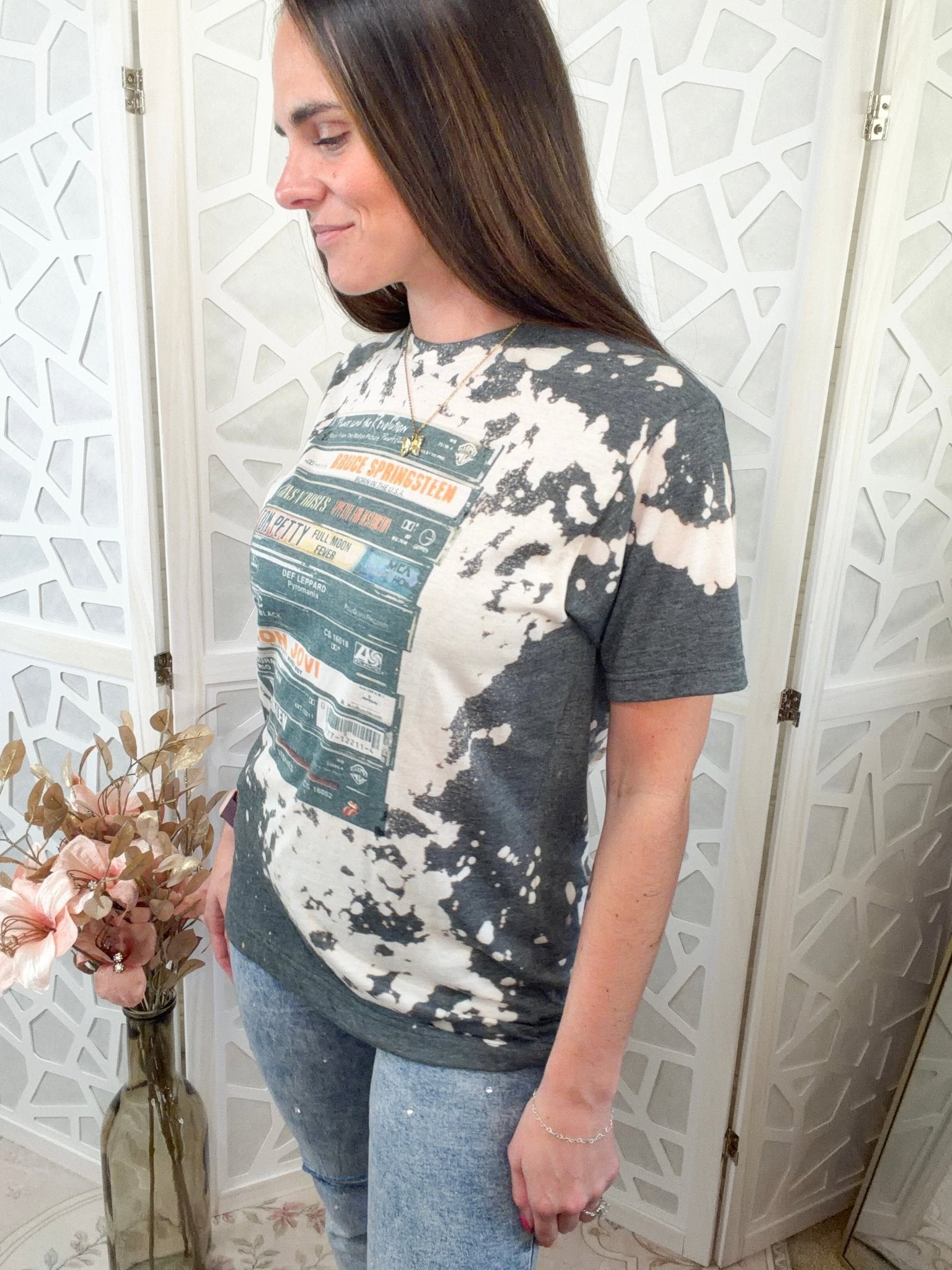 Vintage 80s Rock Cassette Tape Stack Graphic Tee - Bella Blossom Boutique
