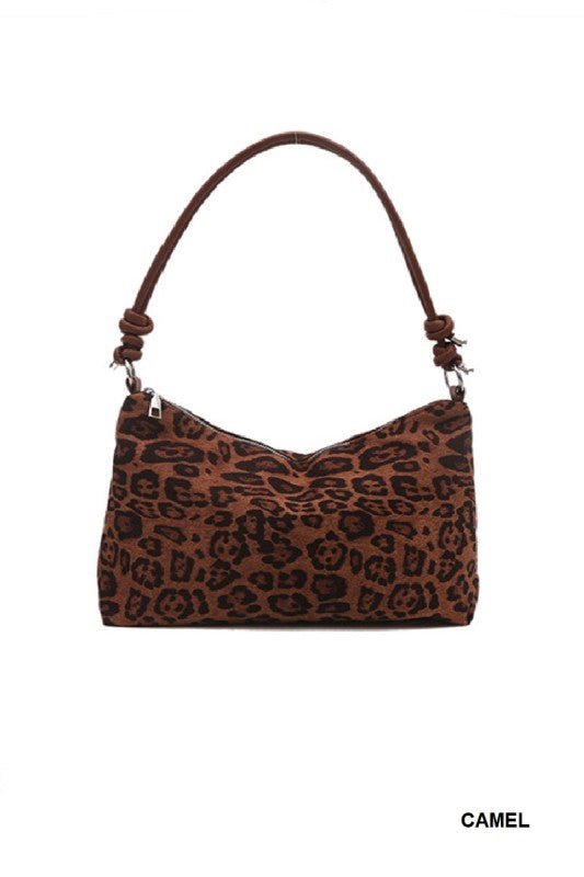 Vintage Leopard Faux Suede Shoulder Bag – Chic Animal Print Hobo Bag - Bella Blossom Boutique