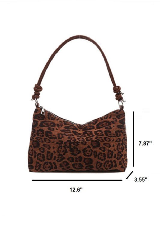 Vintage Leopard Faux Suede Shoulder Bag – Chic Animal Print Hobo Bag - Bella Blossom Boutique