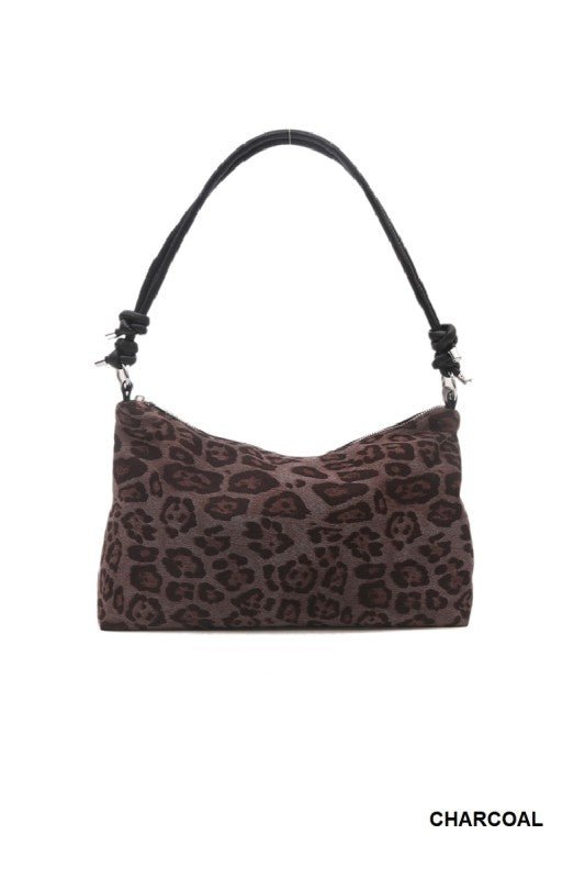 Vintage Leopard Faux Suede Shoulder Bag – Chic Animal Print Hobo Bag - Bella Blossom Boutique