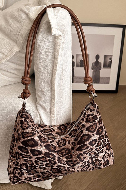 Vintage Leopard Faux Suede Shoulder Bag – Chic Animal Print Hobo Bag - Bella Blossom Boutique
